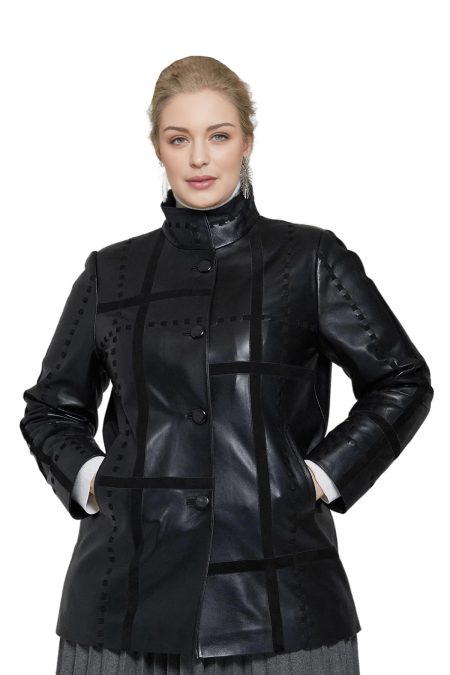 Amber Women’s Black Leather Dazzling jacket