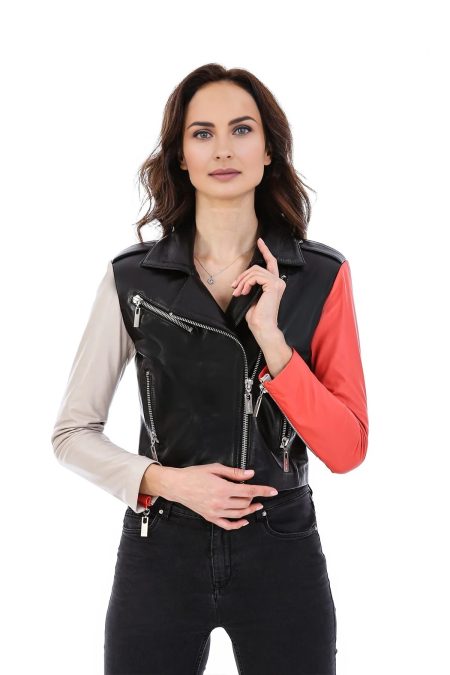 Ann Women’s 100% Real Black Leather Biker Stylish Jacket