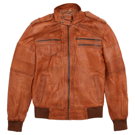 Kyle Brown Biker Leather Jacket For Men