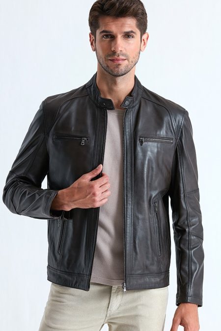 Austin Leather Jacket for Men - Black
