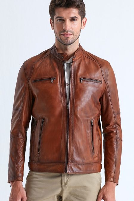 Austin Leather Jacket for Men - Brown