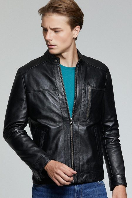 Arizona Luxe Leather Jacket for Men - Black