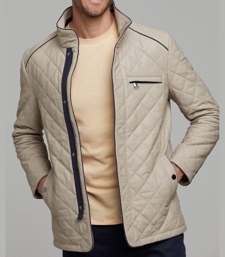 Beige Cambridge Men's Leather Jacket