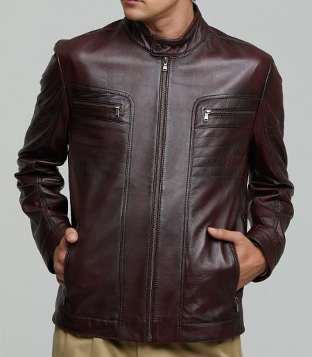 Bordeaux George Men's Leather Jacket