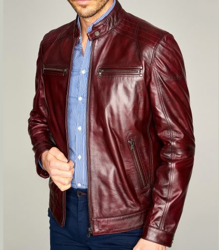 Claret Red Maxim Men's Leather Jacket